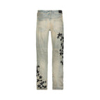 AMIRI Leather Star Straight Jeans Clay/Indigo – boční pohled | Purekickz