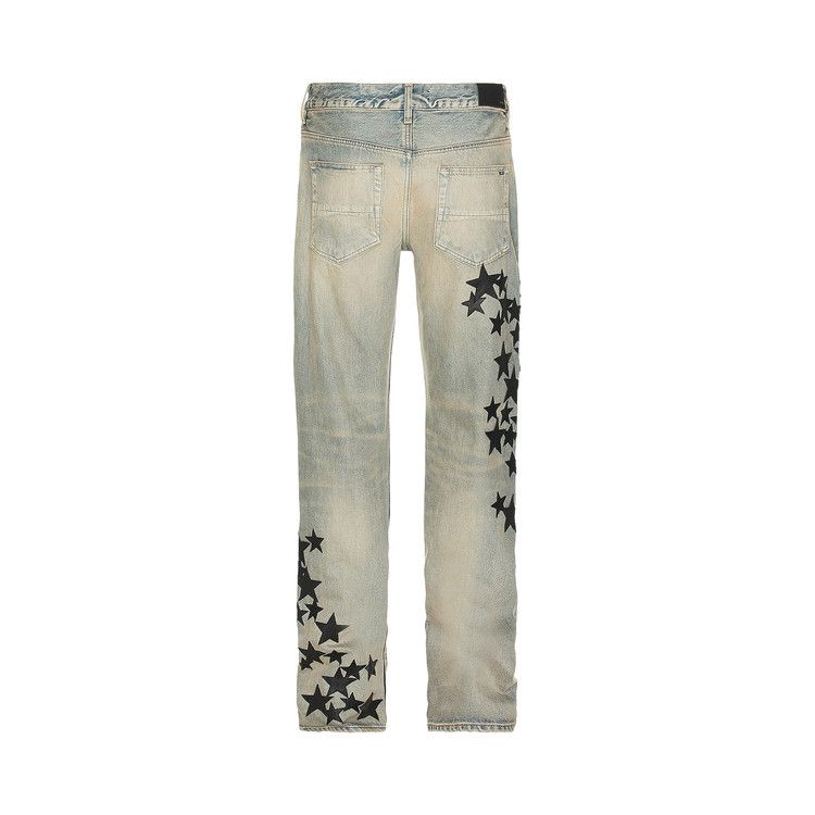 AMIRI Leather Star Straight Jeans Clay/Indigo – boční pohled | Purekickz