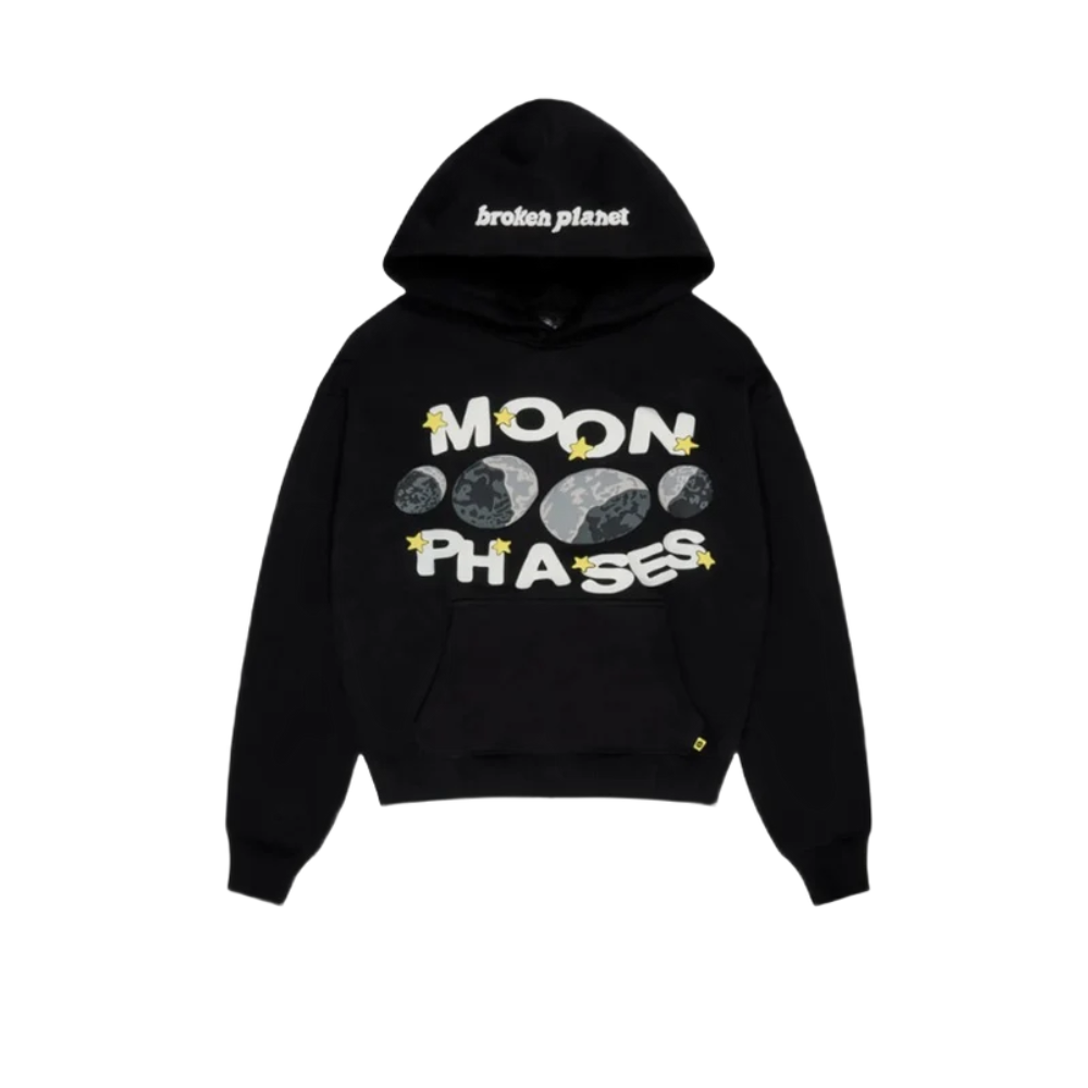 Broken Planet Moon Phases Hoodie Midnight Black – boční pohled | Purekickz