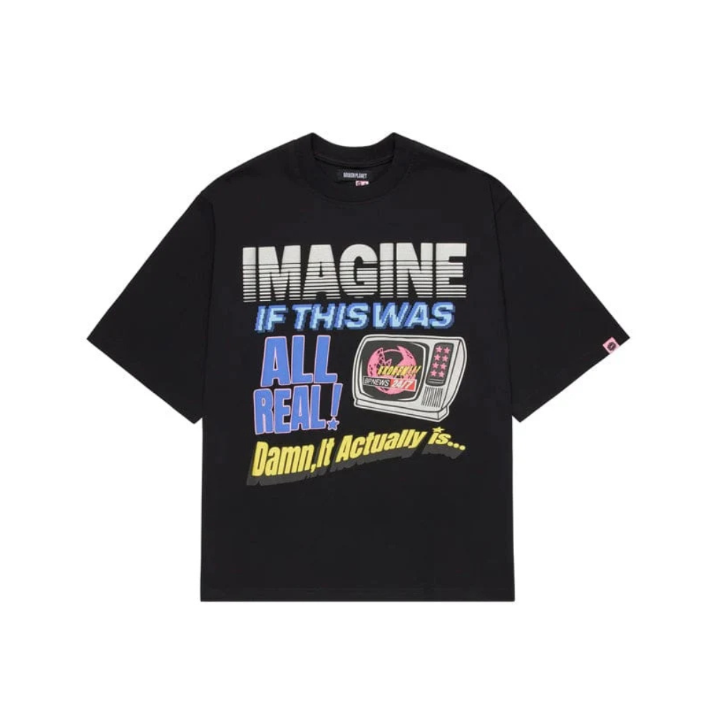Broken Planet News T-shirt Midnight Black – hlavní pohled | Purekickz