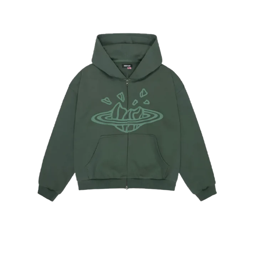 Broken Planet Zip Up Hoodie Emerald Green – hlavní pohled | Purekickz