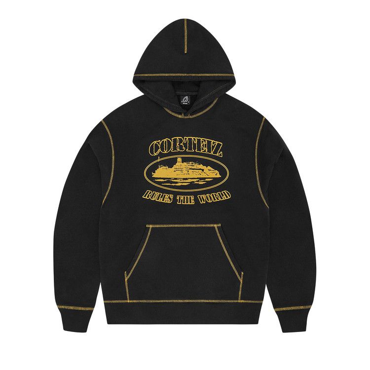 Corteiz Alcatraz Contrast Hoodie Black/Yellow – hlavní pohled | Purekickz
