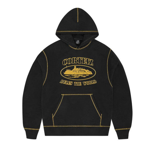 Corteiz Alcatraz Contrast Hoodie Black/Yellow – hlavní pohled | Purekickz