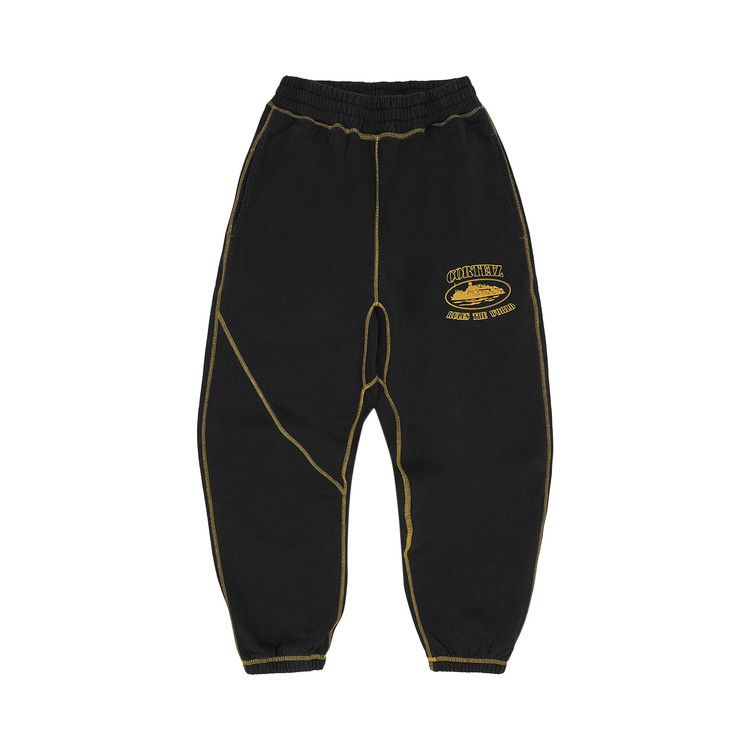 Corteiz Alcatraz Contrast Sweatpant Black/Yellow – hlavní pohled | Purekickz