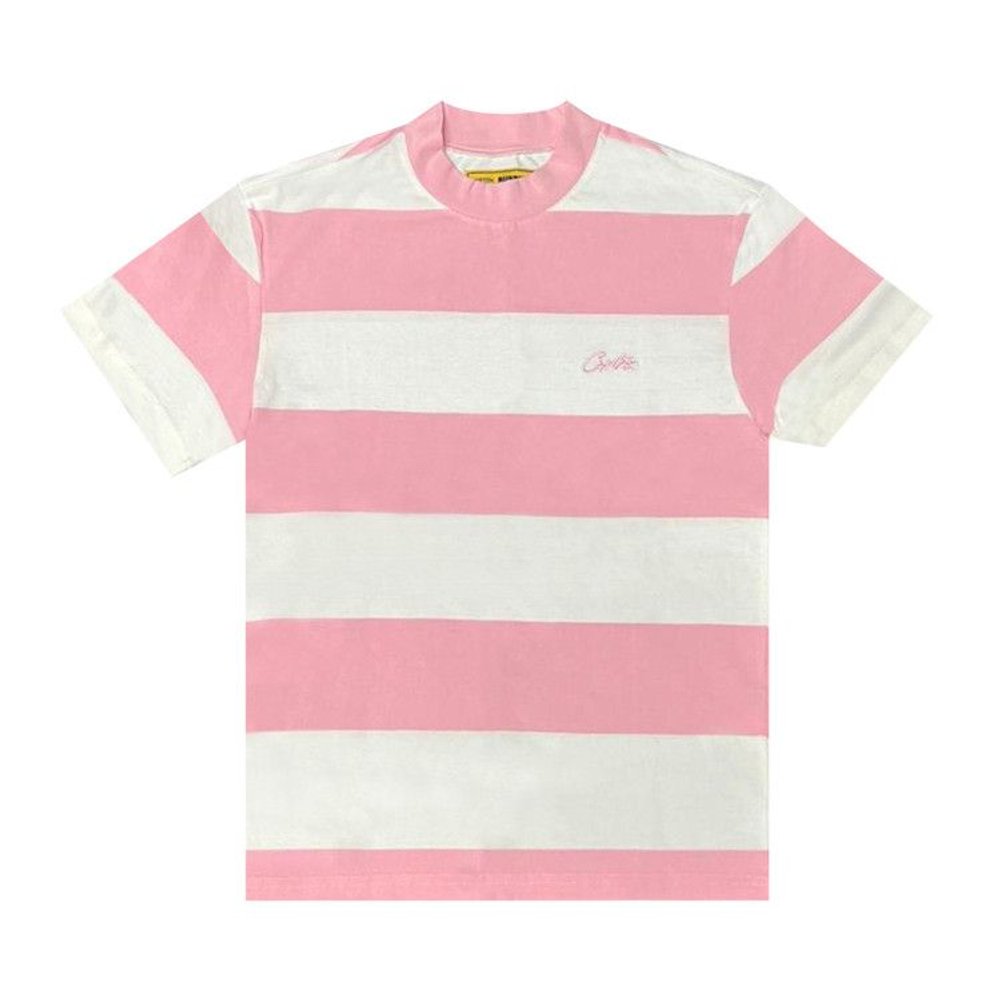 Corteiz Allstarz Striped Tee White/Pink – hlavní pohled | Purekickz