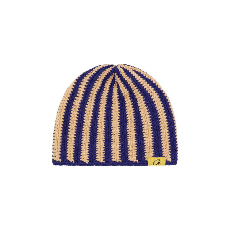Corteiz Big Crochet Beanie Blue & Cream – hlavní pohled | Purekickz