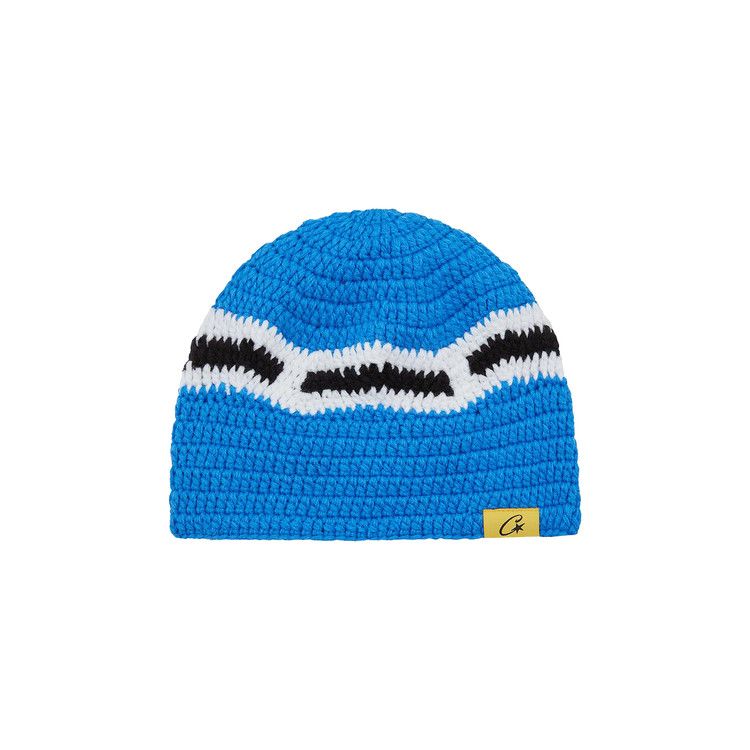 Corteiz Big Crochet Beanie 'Blue/White/Black' – hlavní pohled | Purekickz