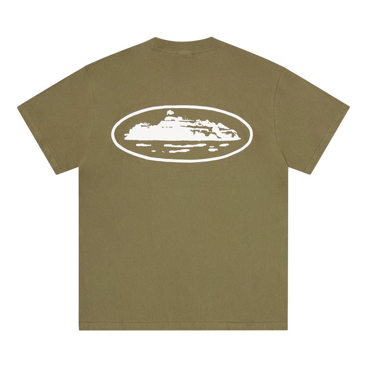 Corteiz Island Puff Print Tee Olive – boční pohled | Purekickz