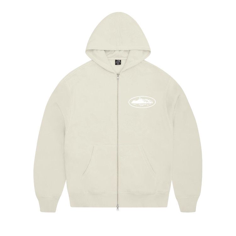Corteiz Island Puff Print Zip Hoodie Off White – hlavní pohled | Purekickz