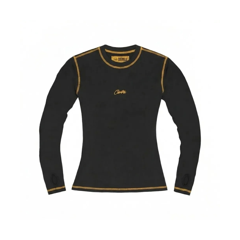 Corteiz Mesh Long-Sleeve Black/Yellow – hlavní pohled | Purekickz