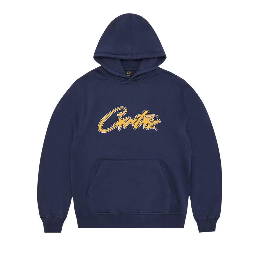 Corteiz Satin Applique Allstarz Hoodie 'Navy' – hlavní pohled | Purekickz