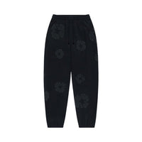 Denim Tears Cotton Wreath Sweatpants Black Monochrome – hlavní pohled | Purekickz