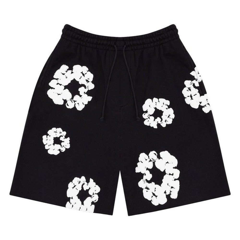 Denim Tears The Cotton Wreath Shorts Black – hlavní pohled | Purekickz