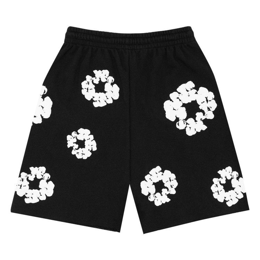 Denim Tears The Cotton Wreath Shorts Black – boční pohled | Purekickz
