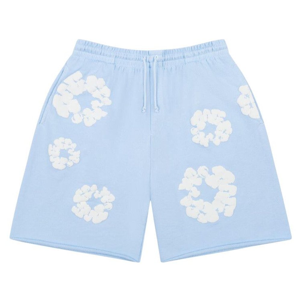 Denim Tears The Cotton Wreath Sweat Shorts Powder Blue – hlavní pohled | Purekickz