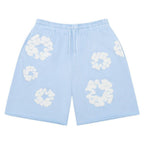 Denim Tears The Cotton Wreath Sweat Shorts Powder Blue – hlavní pohled | Purekickz
