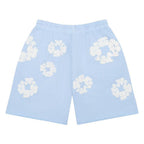 Denim Tears The Cotton Wreath Sweat Shorts Powder Blue – boční pohled | Purekickz
