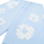 Denim Tears The Cotton Wreath Sweat Shorts Powder Blue – detail | Purekickz