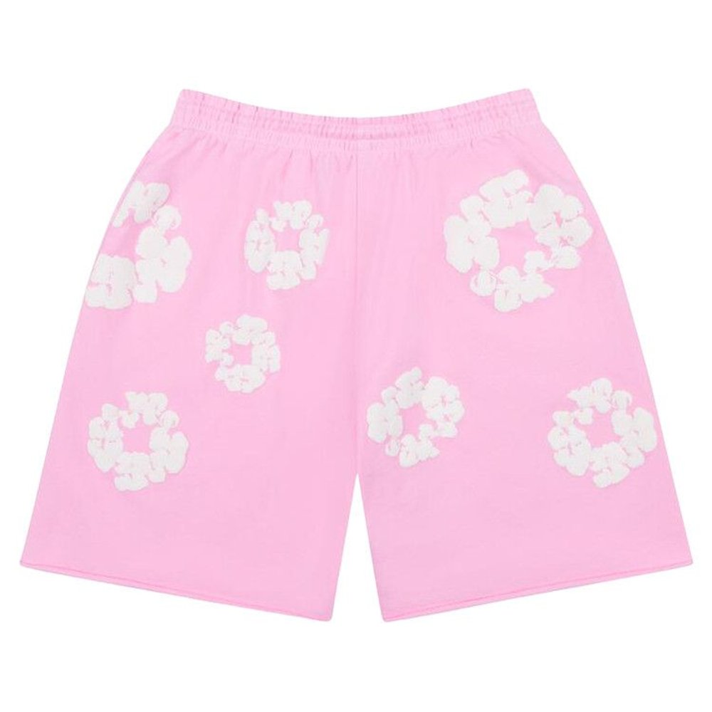 Denim Tears The Cotton Wreath Sweat Shorts Powder Pink – boční pohled | Purekickz