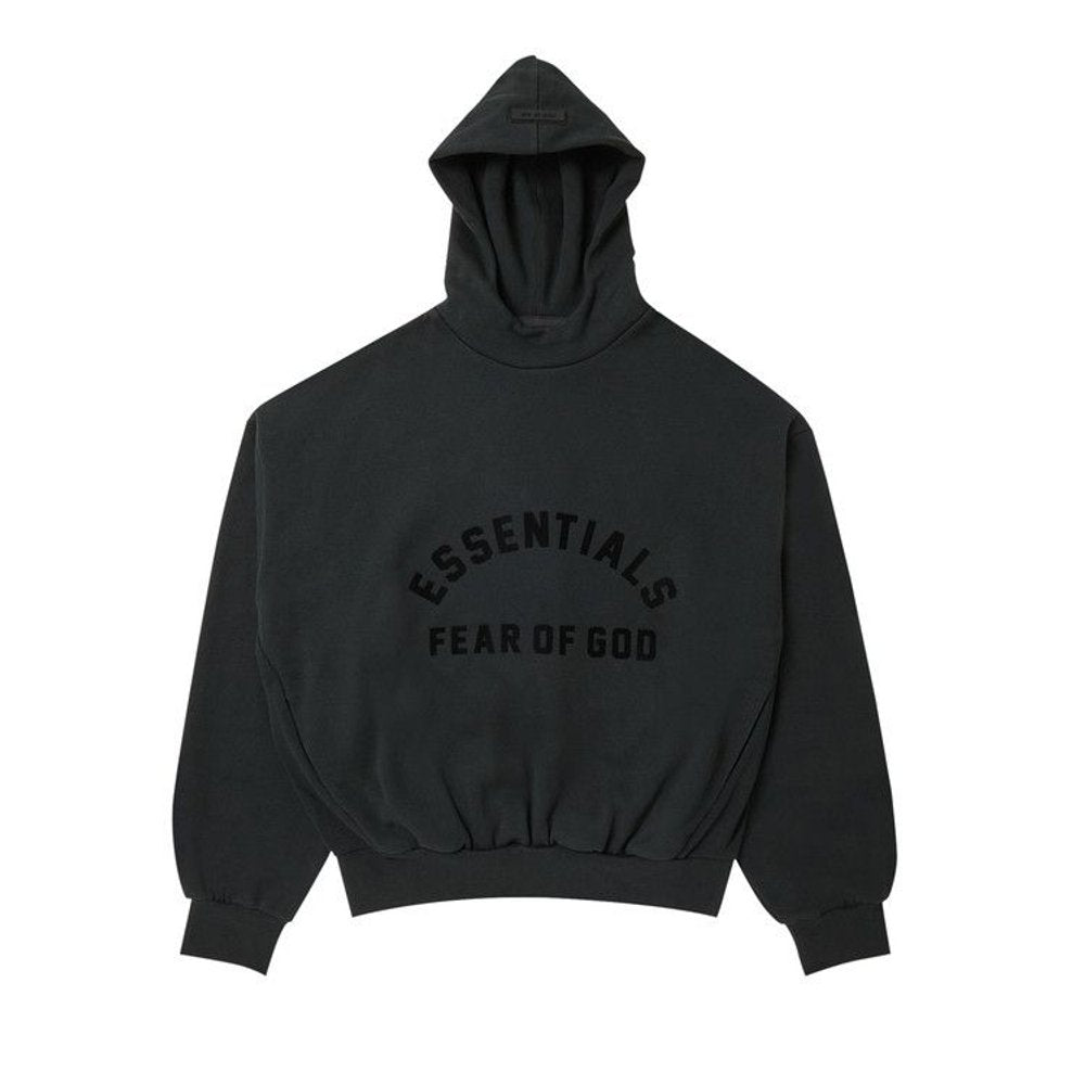 Fear of God Essentials Arch Logo Hoodie Jet Black – hlavní pohled | Purekickz