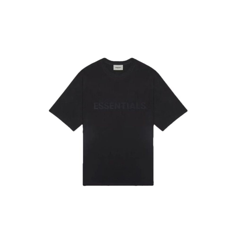 Fear of God Essentials Boxy T-Shirt Applique Logo Stretch Limo Black – hlavní pohled | Purekickz