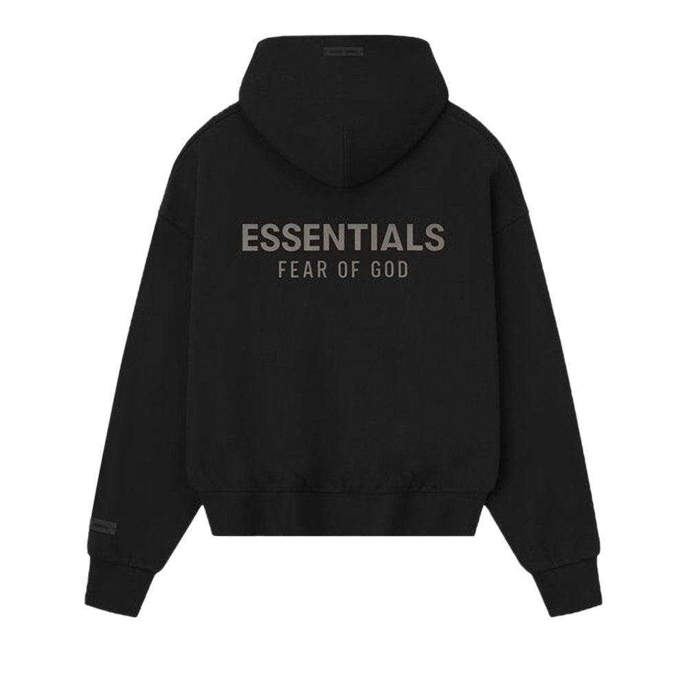 Fear of God Essentials S25 Classic Full Zip Hoodie Jet Black – boční pohled | Purekickz