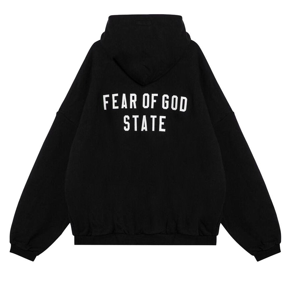 Fear of God Essentials Heavy Fleece Fullzip Hoodie Black – boční pohled | Purekickz