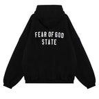 Fear of God Essentials Heavy Fleece Fullzip Hoodie Black – boční pohled | Purekickz