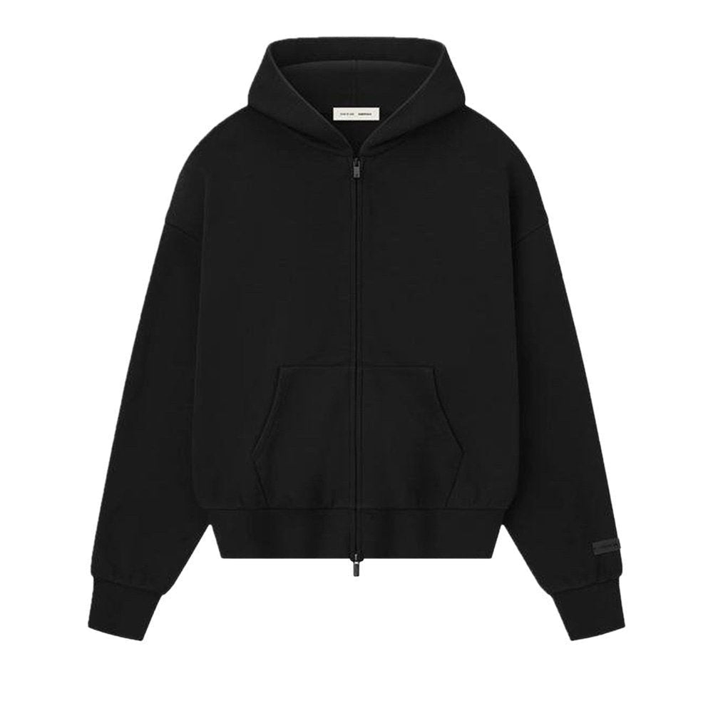 Fear of God Essentials S25 Classic Full Zip Hoodie Jet Black – hlavní pohled | Purekickz