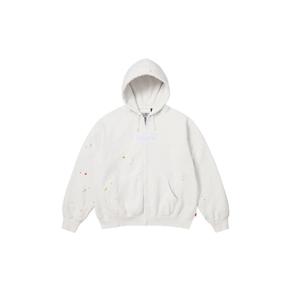 Supreme MM6 Maison Margiela Box Logo Zip Up Hooded Sweatshirt White – hlavní pohled | Purekickz