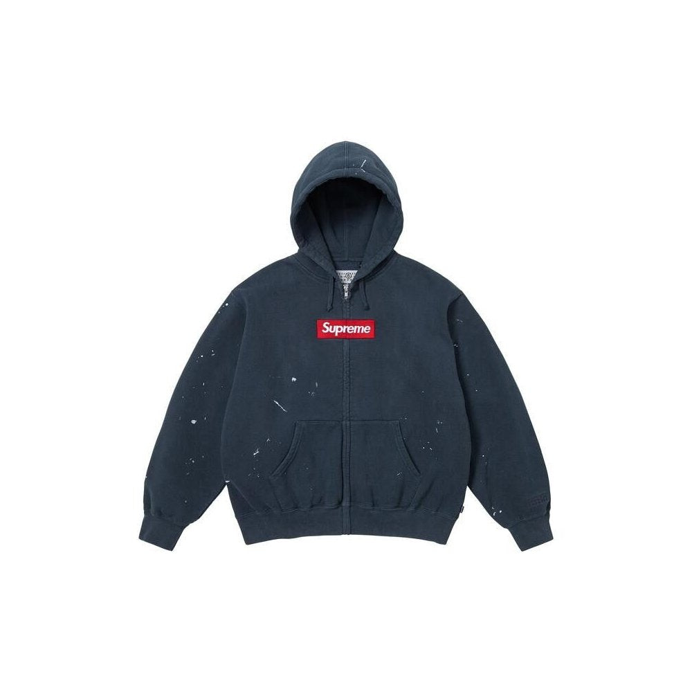 Supreme MM6 Maison Margiela Box Logo Zip Up Hooded Sweatshirt Navy – hlavní pohled | Purekickz