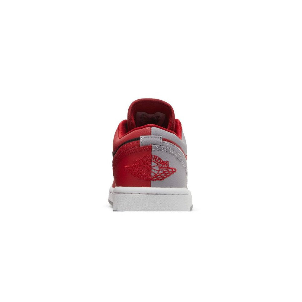 Jordan 1 Low SE Homage Split Gym Red Cement Grey (W) – detail materiálu | Purekickz