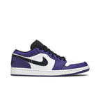 Jordan 1 Low Court Purple White – boční pohled | Purekickz