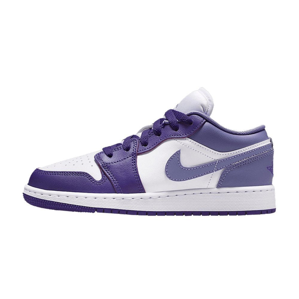Jordan 1 Low Court Purple White Dusty Amethyst (GS) – hlavní pohled | Purekickz