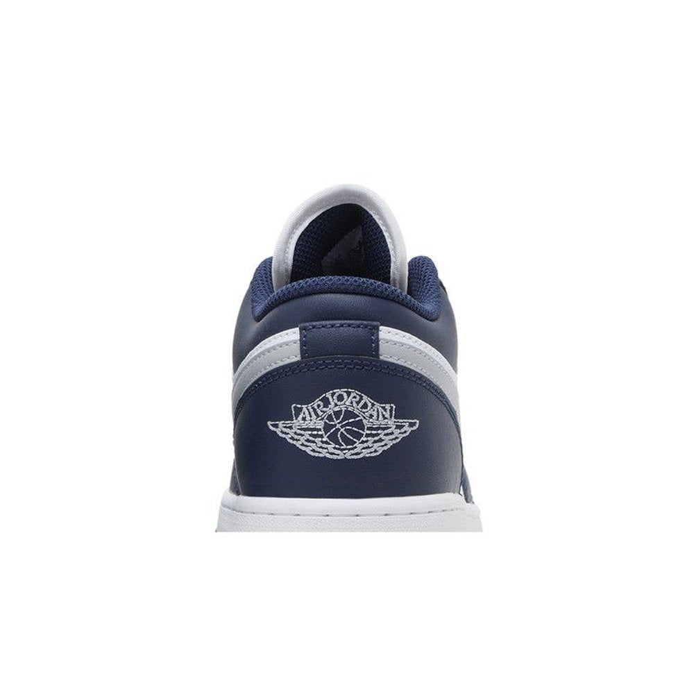 Jordan 1 Low Midnight Navy Wolf Grey (GS) – detail materiálu | Purekickz