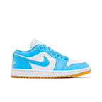 Jordan 1 Low White Gum Light Brown Dark Powder Blue (W) – boční pohled | Purekickz