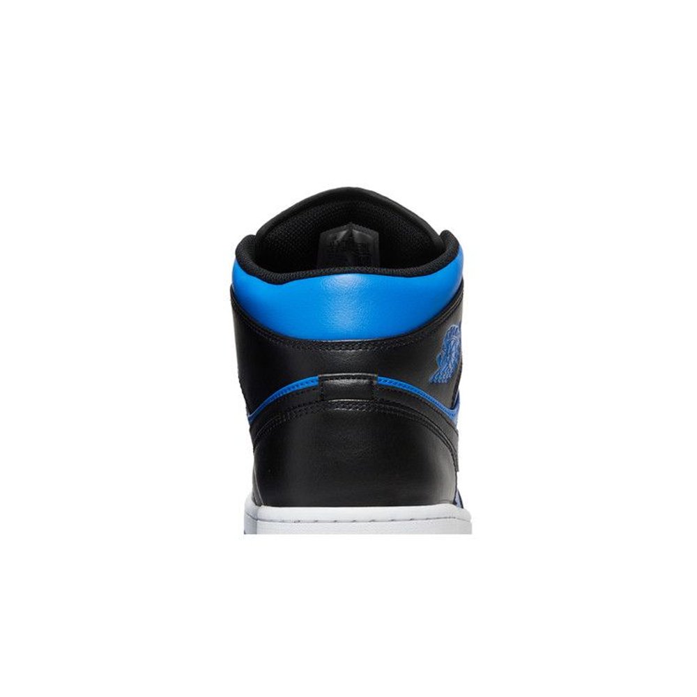 Jordan 1 Mid Black Royal Blue – detail materiálu | Purekickz