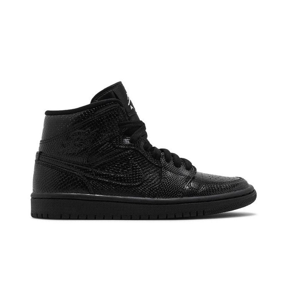 Jordan 1 Mid Black Snakeskin (W) – boční pohled | Purekickz
