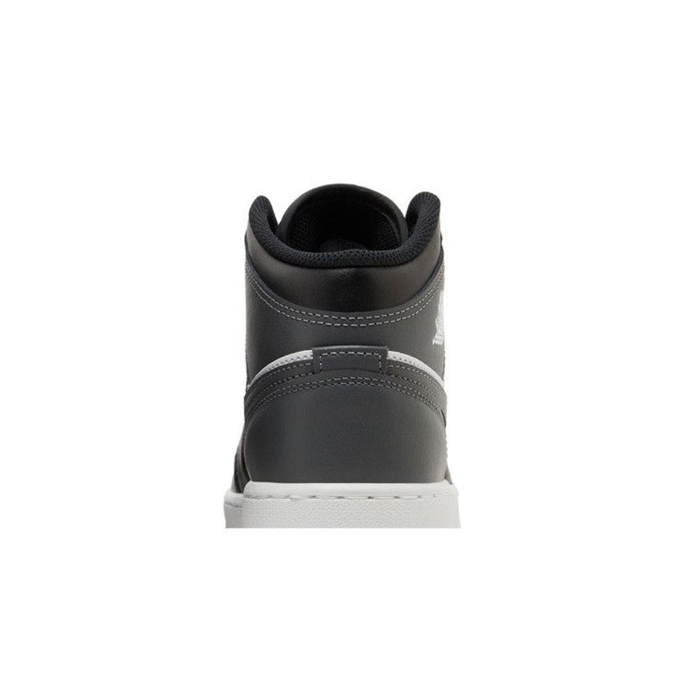 Jordan 1 Mid Black White Iron Grey (GS) – detail materiálu | Purekickz