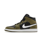Jordan 1 Mid Black White Olive – hlavní pohled | Purekickz