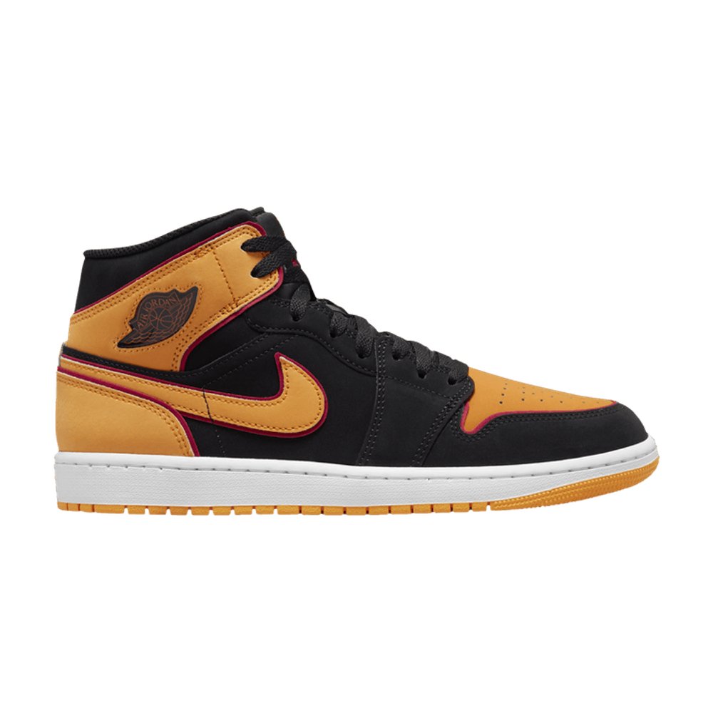 Jordan 1 Mid Fat Tongue Black Orange – boční pohled | Purekickz