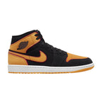 Jordan 1 Mid Fat Tongue Black Orange – boční pohled | Purekickz
