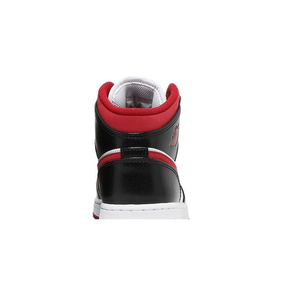 Jordan 1 Mid Gym Red Black White (GS) – detail materiálu | Purekickz