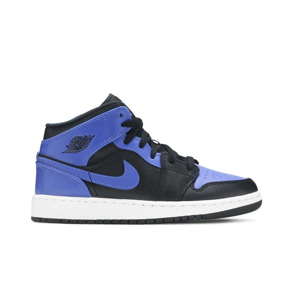 Jordan 1 Mid Hyper Royal (GS) – boční pohled | Purekickz
