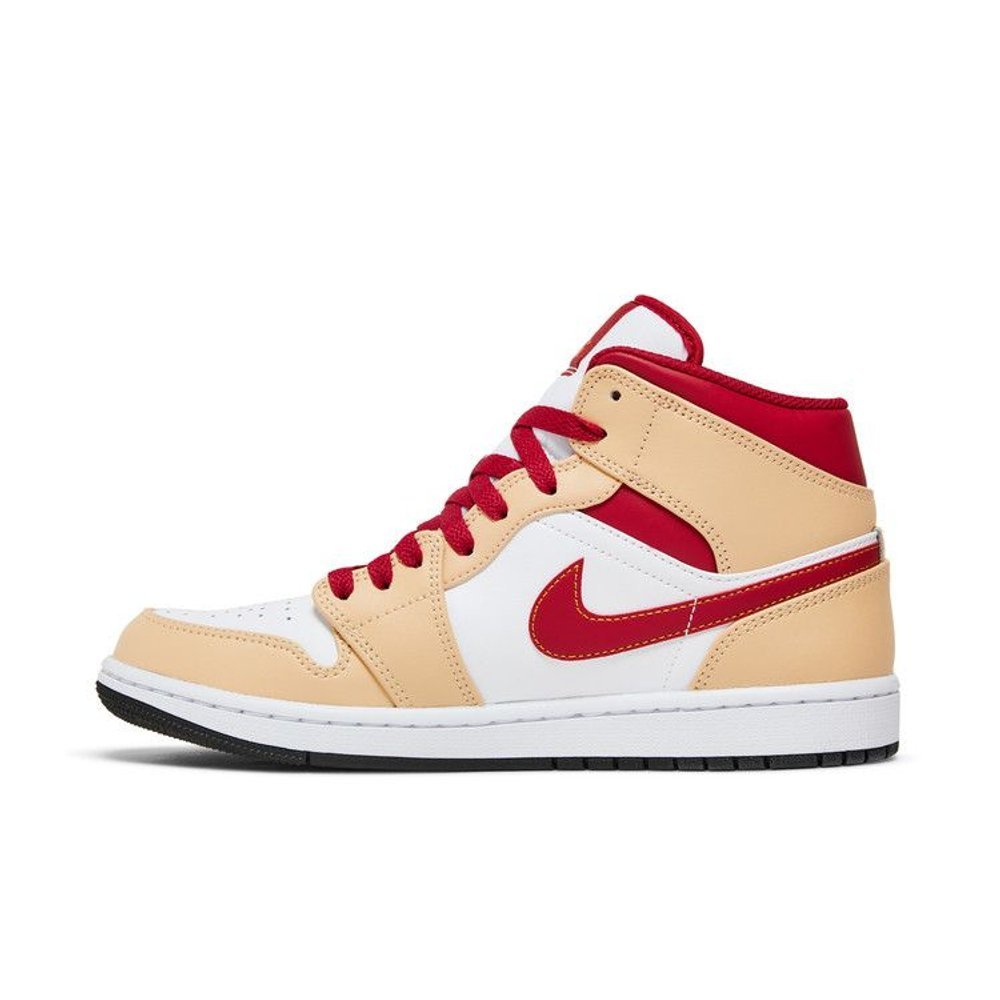 Jordan 1 Mid Light Curry Cardinal – hlavní pohled | Purekickz