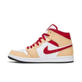 Jordan 1 Mid Light Curry Cardinal