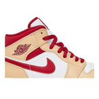 Jordan 1 Mid Light Curry Cardinal – detail | Purekickz