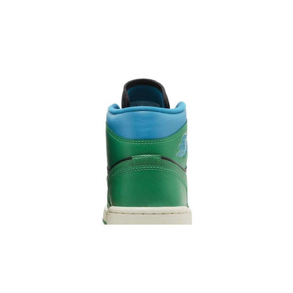 Jordan 1 Mid Lucky Green Aquatone (W) – detail materiálu | Purekickz