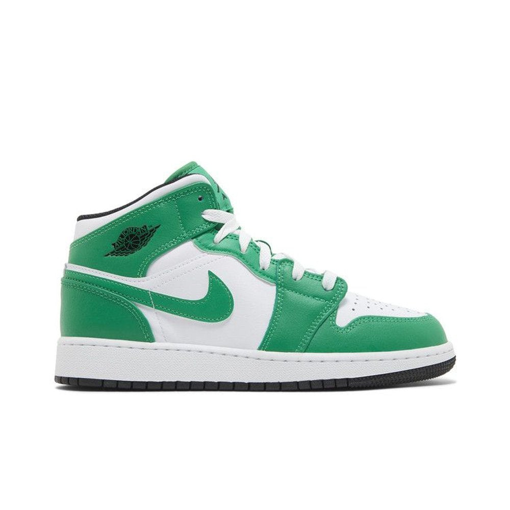 Jordan 1 Mid Lucky Green (GS) – boční pohled | Purekickz