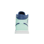 Jordan 1 Mid Mystic Navy Mint Foam – detail materiálu | Purekickz